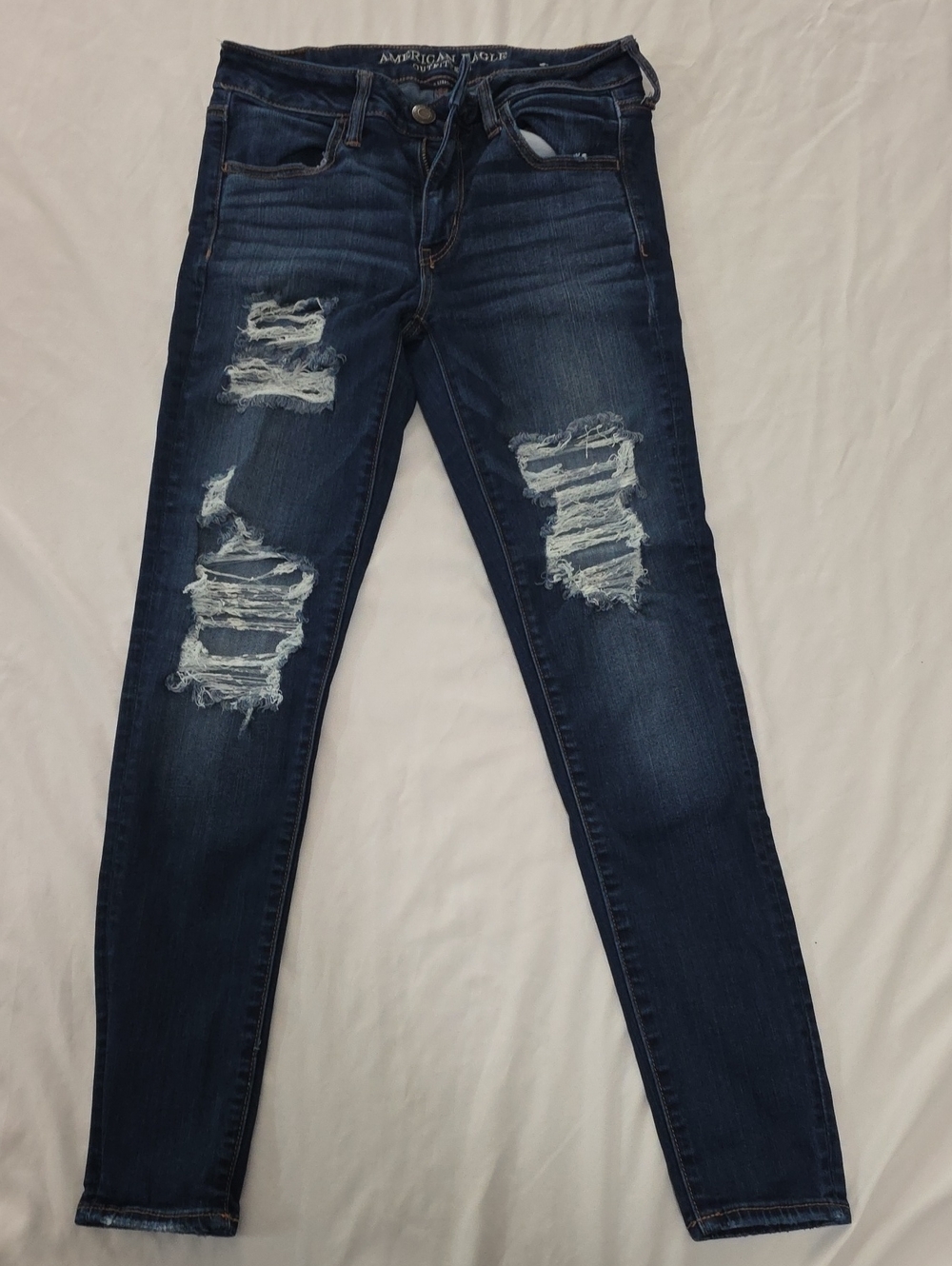 American Eagle Outfitters Dark Blue Distressed Jegging 6 Regular